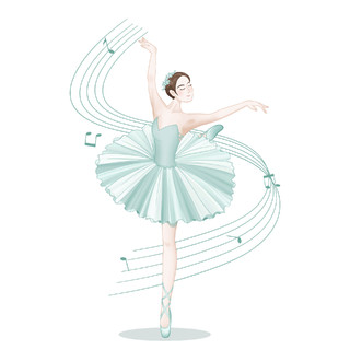 卡通芭蕾舞表演元素GIF动态图音符表情包